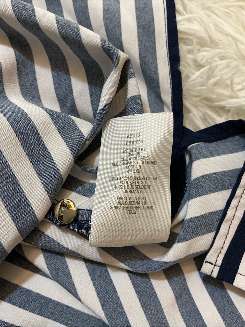 Dennis by Dennis Basso Striped Button Up Tunic Shirt Navy White Plus Size 2X - Picture 8 of 10
